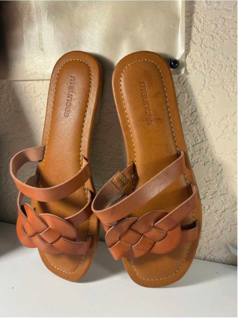 Women's Maurices Brown Braided Flat Sandals Size 6